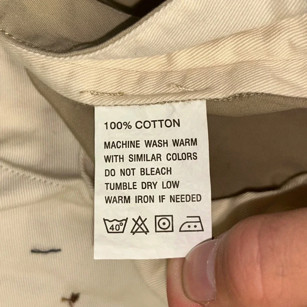 CC Filson Chino Trousers Baggy Wide Leg Mens 34 Khaki Seattle Flat Front Cotton